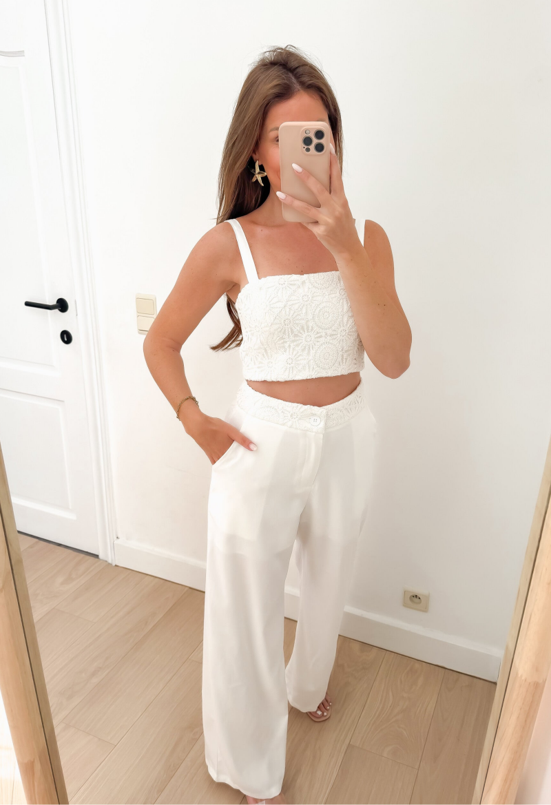 White Linen Broderie Set — S/M
