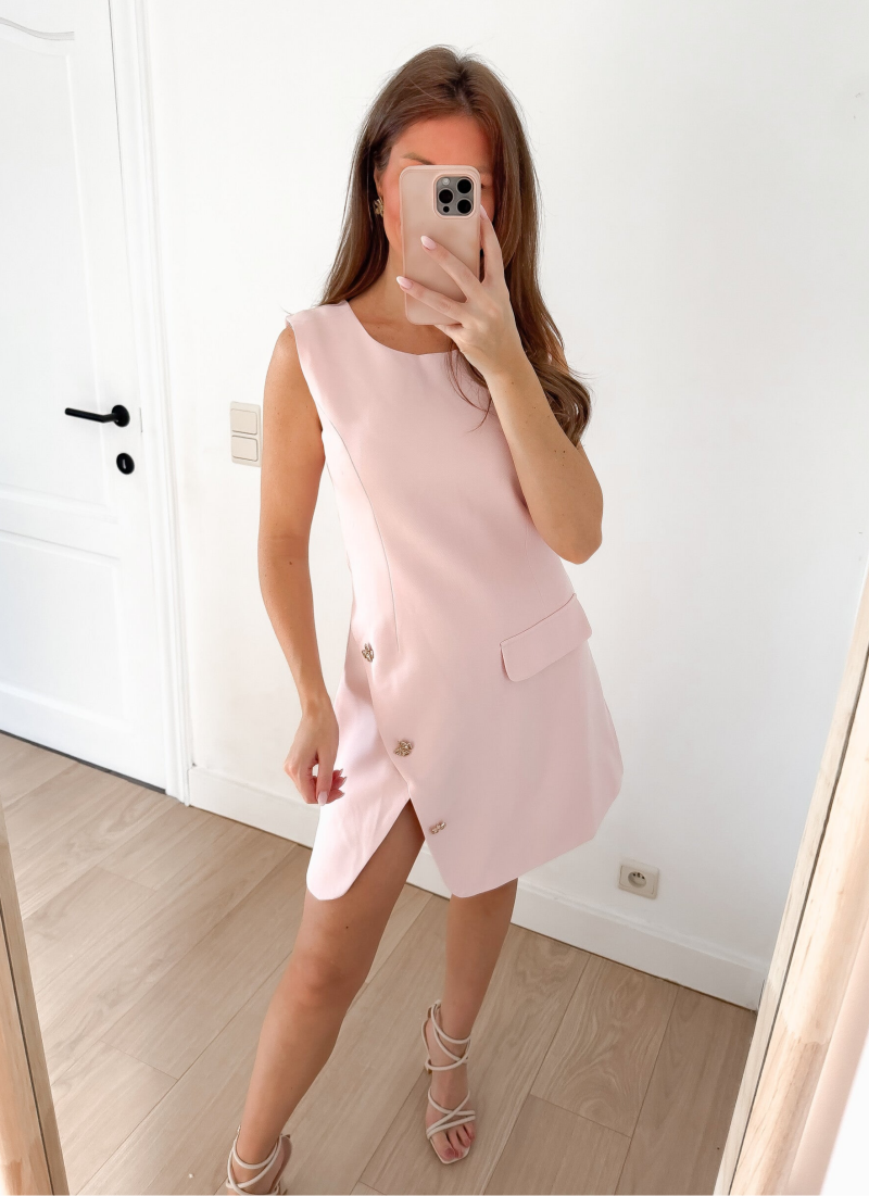 Pink Golden Bow Split Dress — S