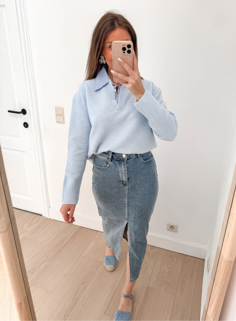 Jeans Split Classic Skirt — 34/XS