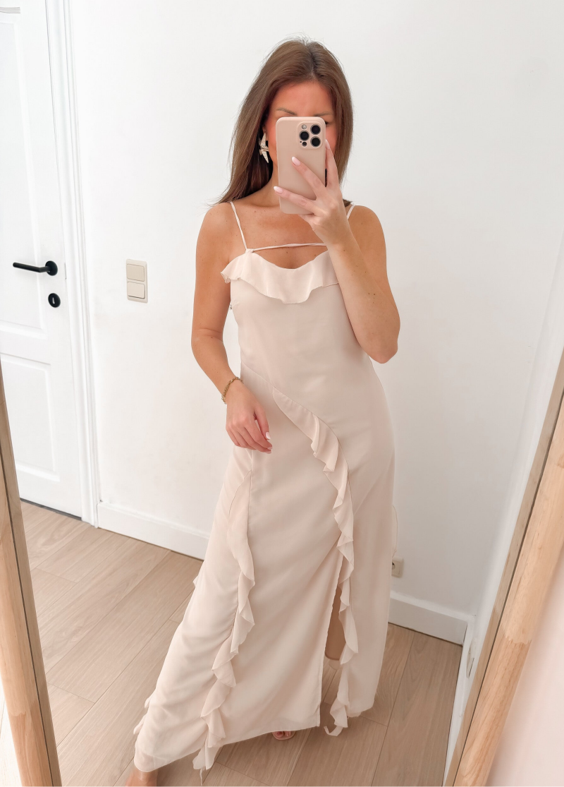 Ivory Frill Split Dress — S
