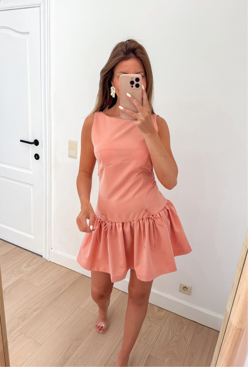Terracotta Mini Bow Dress — S