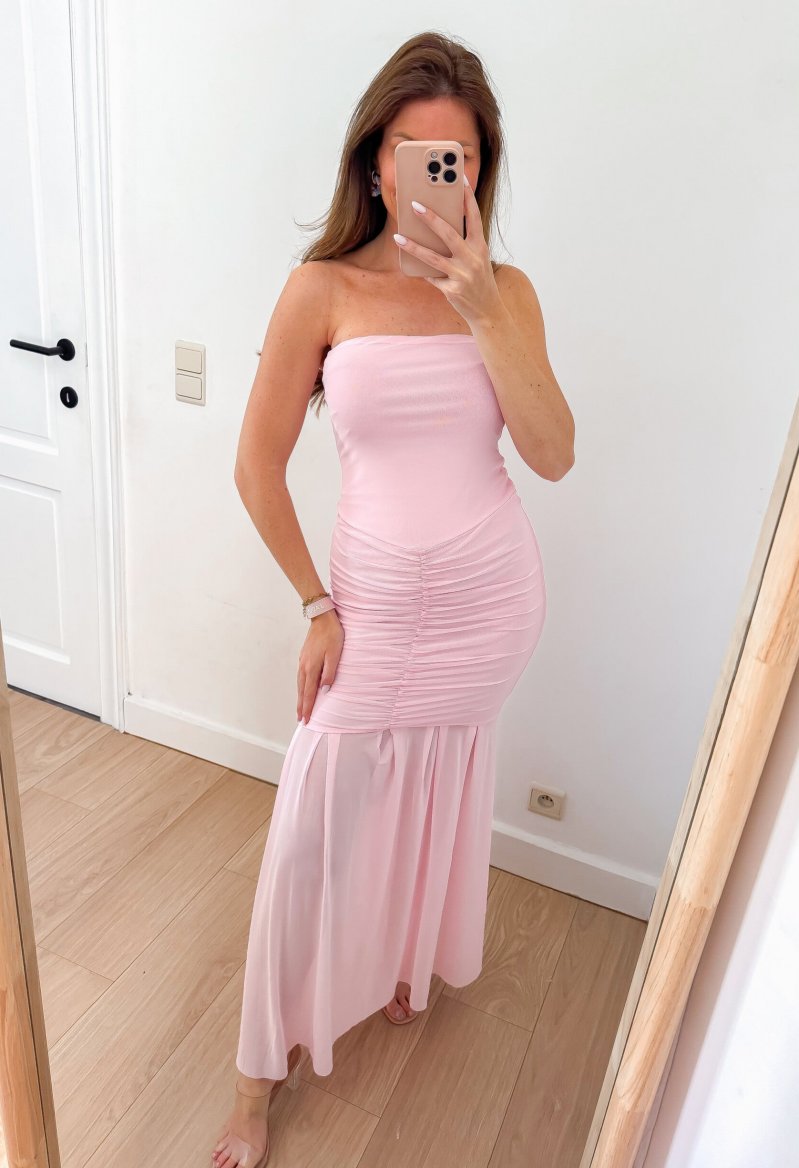 Pink Slinky Maxi Dress — S