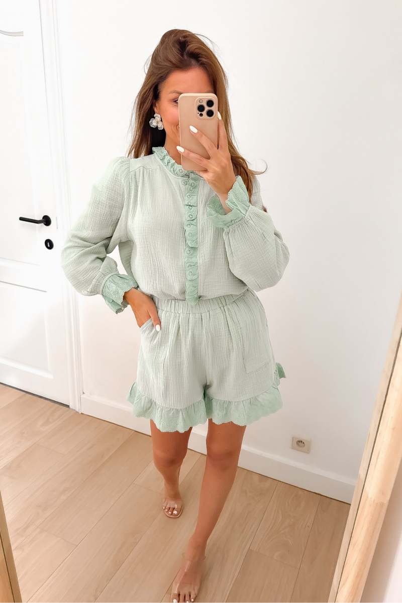 Mint Tetra Broderie Set — S/M