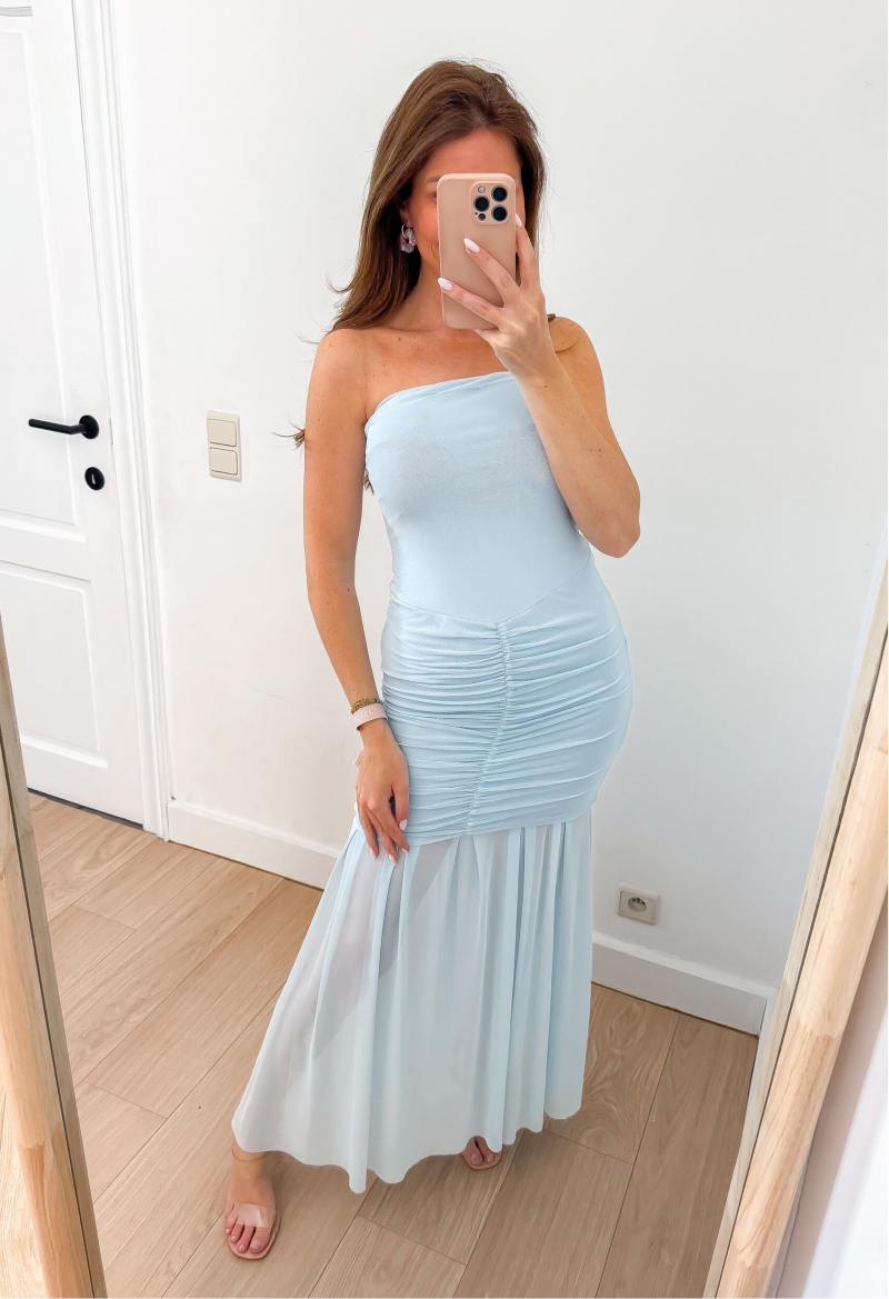 Blue Slinky Maxi Dress — S