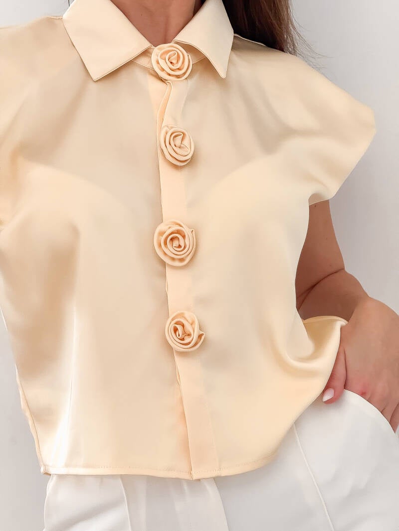 Butter Floral Cropped Blouse — S