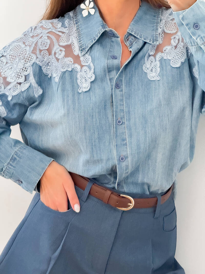 Cowboy Blue Denim Blouse — S/M
