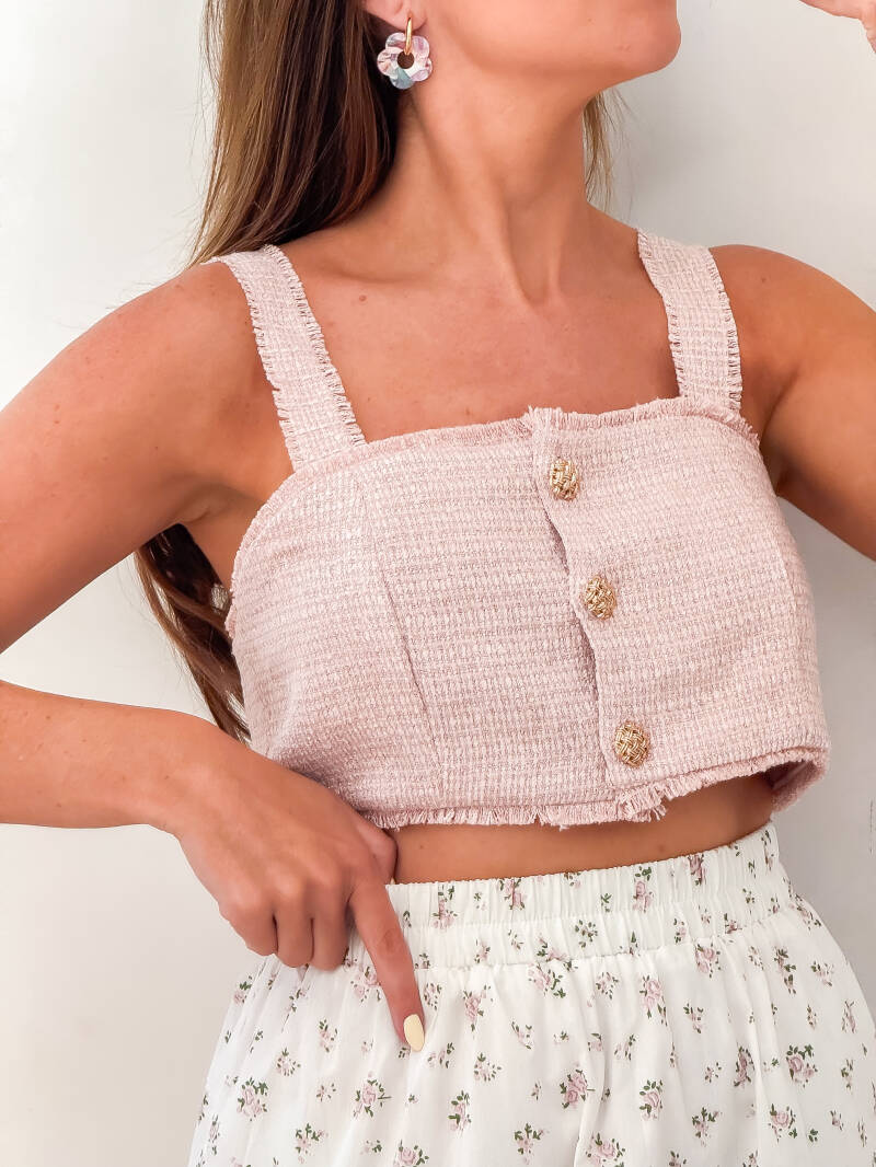 Pink Boucle Top — S