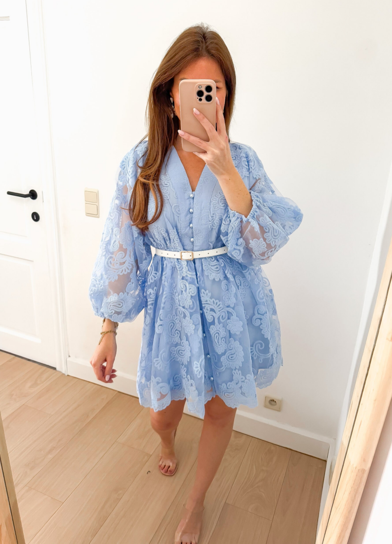 Blue Island Lace Dress — S