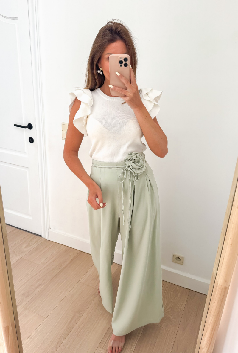 White Basic Frill Top — S/M