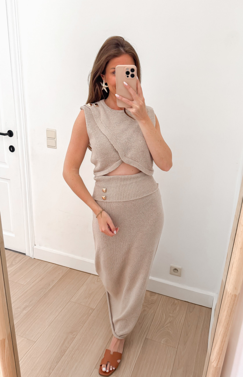 Taupe Beach Detail Set — S/M