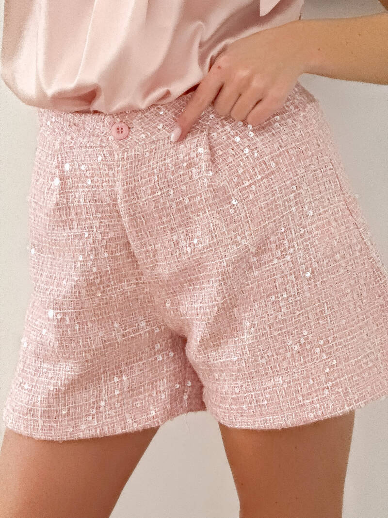 Pale Pink Sequin Short — S