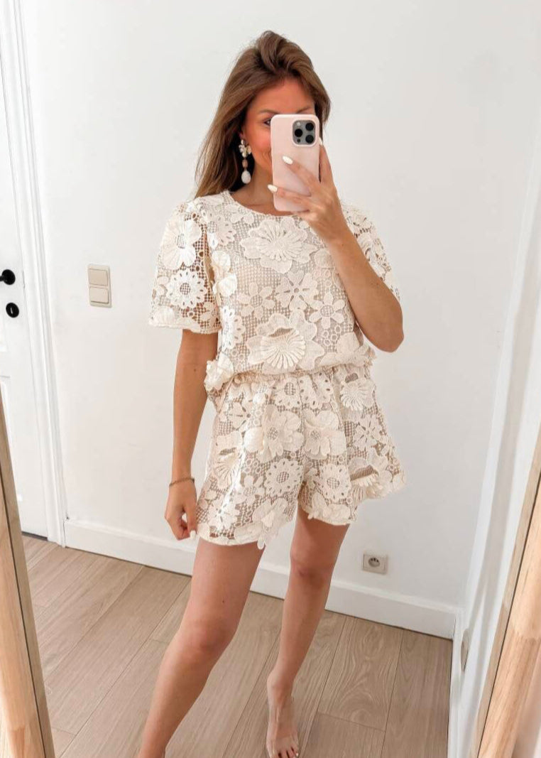 Beige Ariana Crochet Set — S/M