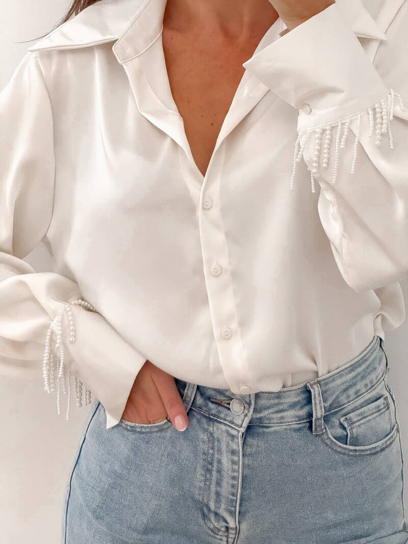 Cream Pearl Blouse — S
