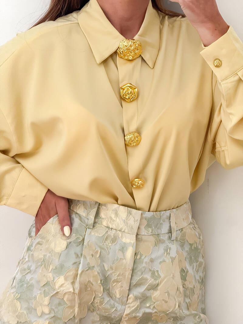 Honey Satin Golden Flower Blouse